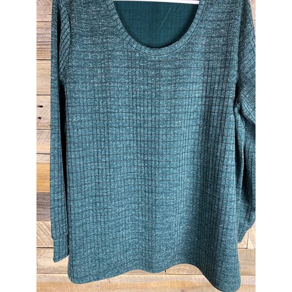 One World Women's Top Plus Size XXL Green Metallic Knit Top - Picture 5 of 10